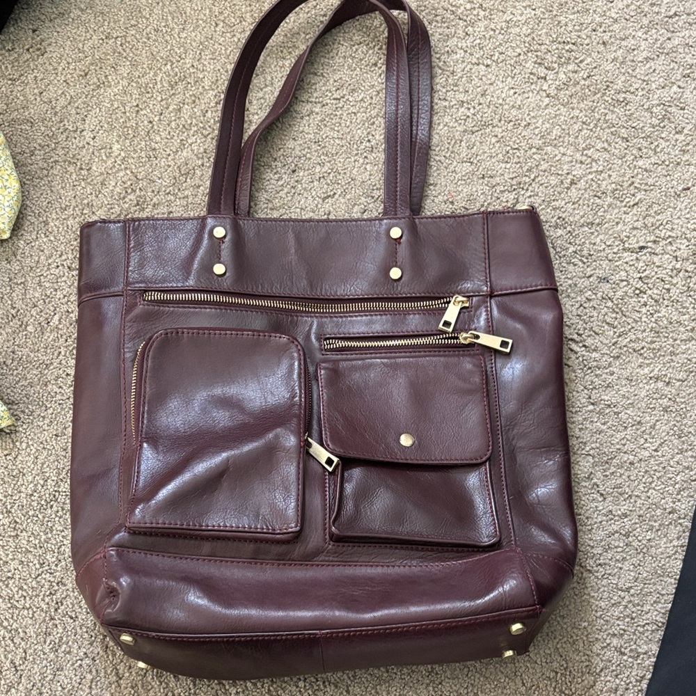 Rachel Roy Elegant Brown Leather Tote Bag